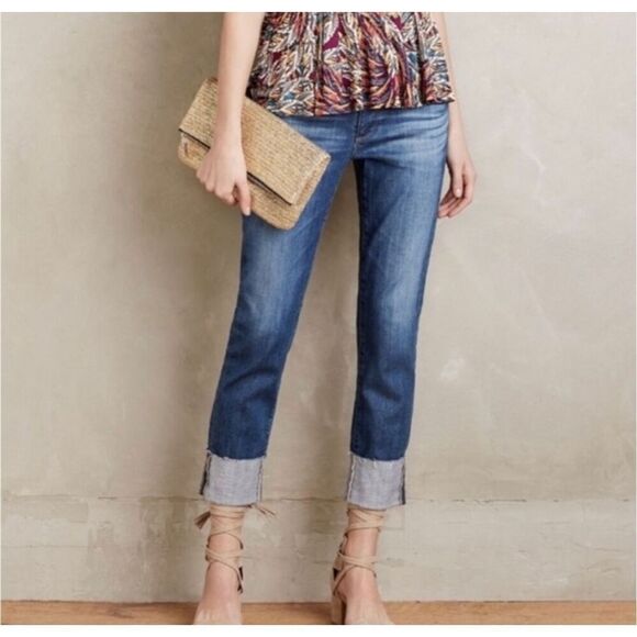 Ag Adriano Goldschmied The Stevie Cuff Slim Straight Denim Capri - Women 28 - Picture 1 of 7